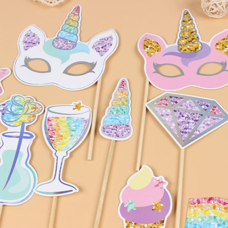 Set 12 Accesorii Pentru Petrecere, Props Pentru Photo Corner, Tema Aniversare Copii - vivimall.ro