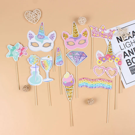 Set 12 Accesorii Pentru Petrecere, Props Pentru Photo Corner, Tema Aniversare Copii - vivimall.ro
