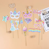 Set 12 Accesorii pentru Petrecere, Vivimall, Props pentru Photo Corner, Tema Aniversare Copii, Multicolor - vivimall.ro