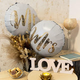 Set 12 Baloane Din Folie Metalizata Si Din Latex, Tema Nunta, Baloane Party Cu Confetti, 45 Cm, 30 Cm, Pai Inclus, Umflare Cu Aer Sau Heliu, Alb/ - vivimall.ro