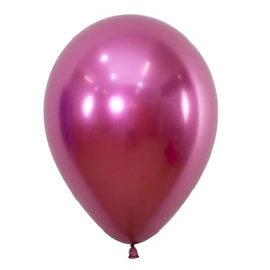 Set 12 Baloane, Vivimall, din Latex Chrome, 13 cm, Fucsia - vivimall.ro