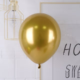 Set 12 Baloane, Flippy, din Latex Chrome, 13 cm, Auriu - vivimall.ro