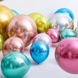 Set 12 Baloane, Flippy, din Latex Chrome, 13 cm, Roz-Auriu - vivimall.ro