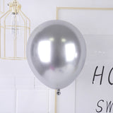 Set 12 Baloane, Flippy, din Latex Chrome, 13 cm, Argintiu - vivimall.ro
