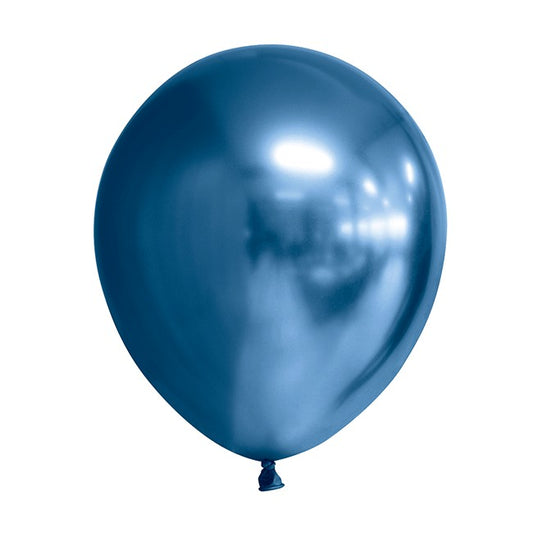 Set 12 Baloane, Vivimall, din Latex Chrome, 25 cm, Albastru Inchis - vivimall.ro