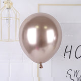 Set 12 Baloane, Flippy, din Latex Chrome, 25 cm, Sampanie - vivimall.ro