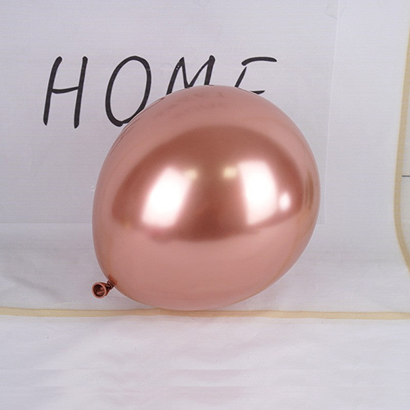 Set 12 Baloane, Flippy, din Latex Chrome, 30 cm, Roz-Auriu - vivimall.ro