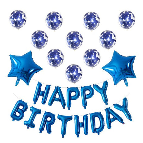 Set 12 Baloane Si 1, Set Pentru Aniversare, Mesaj Happy Birthday, Din Folie De Aluminiu, Cu Paiete, Latex Si Folie