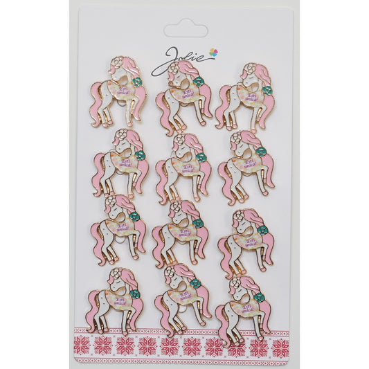 Set 12 Brose Martisor pentru Copii Unicorn cu Par Roz Esti Unica - vivimall.ro