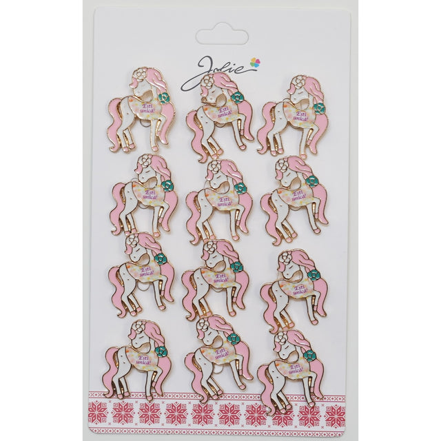 Set 12 Brose Martisor pentru Copii Unicorn cu Par Roz Esti Unica - vivimall.ro