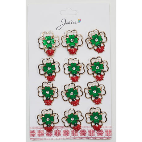 Set 12 Brose Martisor Primavara Trifoi Dublat Cu Buburuza Pe Ea - vivimall.ro
