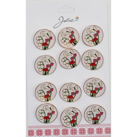 Set 12 Brose Martisor Pentru Copii Fluture Luna Flori Ciuperci - vivimall.ro