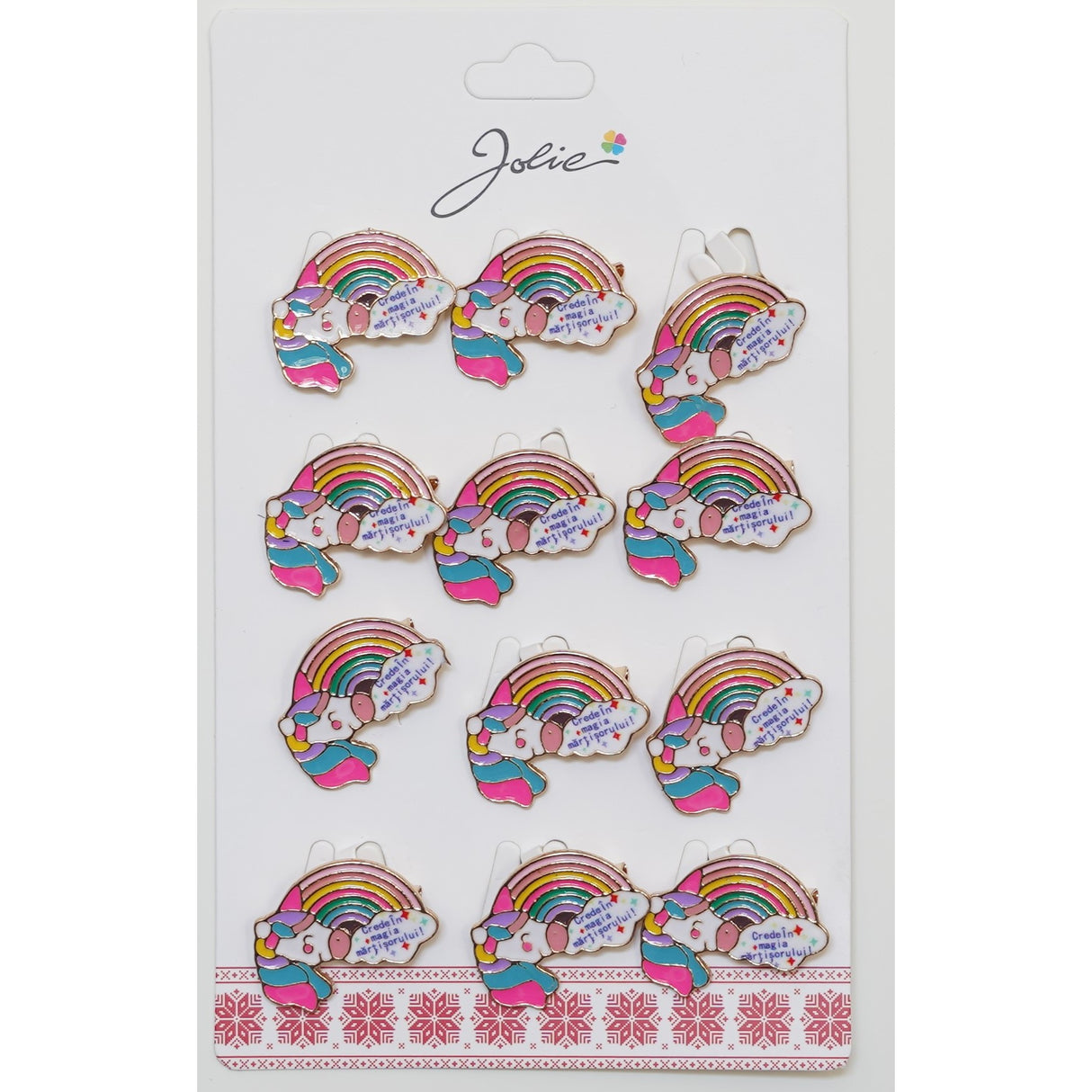 Set 12 Brose Martisor Pentru Copii Unicorn Curcubeu - vivimall.ro