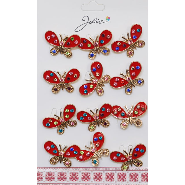 Set 12 Brose Martisor Primavara Fluture Cu Pietre - vivimall.ro