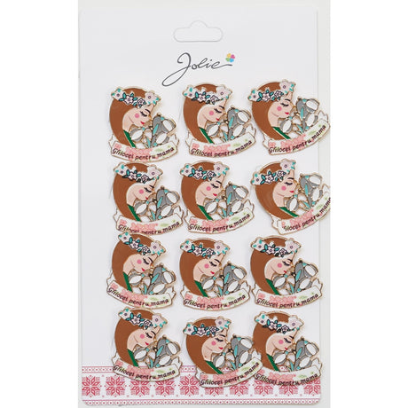 Set 12 Brose Martisor Primavara Mesaj Ghiocei pentru Mama - vivimall.ro