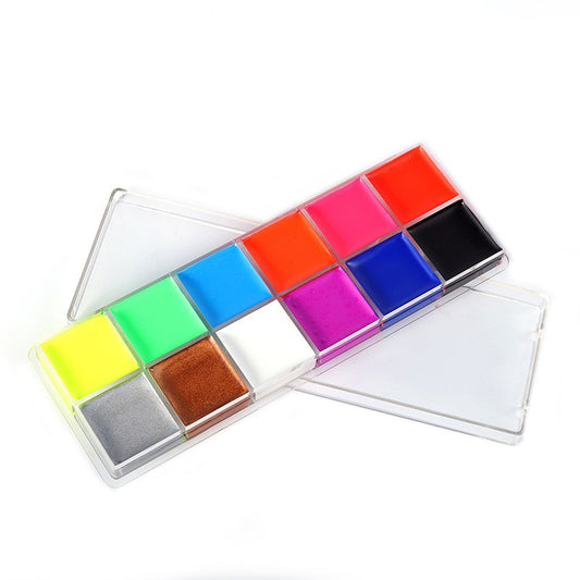 Paleta de Vopsea pentru Fata si Corp, Vivimall, 12 Culori, Vopsea pe Baza de Ulei, 5.7 x 16 x 1 cm, Multicolor - vivimall.ro