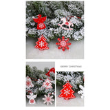 Set 12 Decoratiuni De Craciun Din Lemn, Cu Snur Pentru Agatare In Brad, -Rosu - vivimall.ro