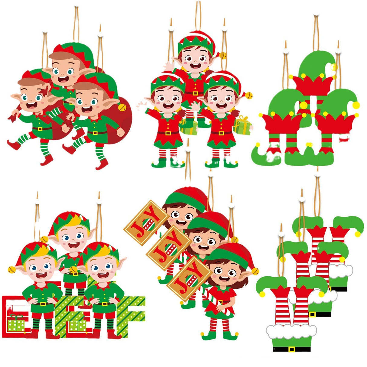 Set 12 Decoratiuni De Craciun Din Lemn, Cu Snur Pentru Agatare In Brad, 4 Modele - vivimall.ro