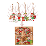 Set 12 Decoratiuni De Craciun Din Lemn, Cu Snur Pentru Agatare In Brad, 4 Modele - vivimall.ro