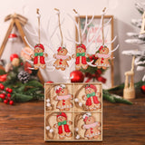 Set 12 Decoratiuni De Craciun Din Lemn, Cu Snur Pentru Agatare In Brad, Dimensiuni Diferite, 2 Modele - vivimall.ro
