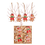 Set 12 Decoratiuni De Craciun Din Lemn, Cu Snur Pentru Agatare In Brad, Dimensiuni Diferite, 2 Modele - vivimall.ro