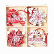 Set 12 Decoratiuni De Craciun Din Lemn, Cu Snur Pentru Agatare In Brad, -Rosu - vivimall.ro
