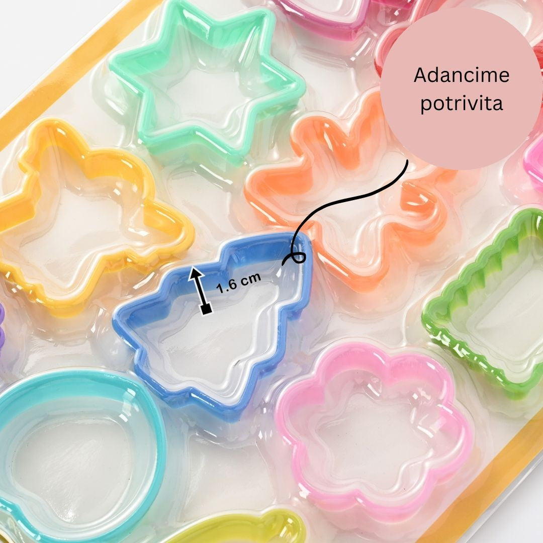 Set 12 Forme Pentru Prajituri Material Polipropilena, Diverse Forme, Pentru Orice Ocazie, Adancime 1.6 Cm, 23.3 X 33.5 X 1.8 Cm, Multicolor - vivimall.ro