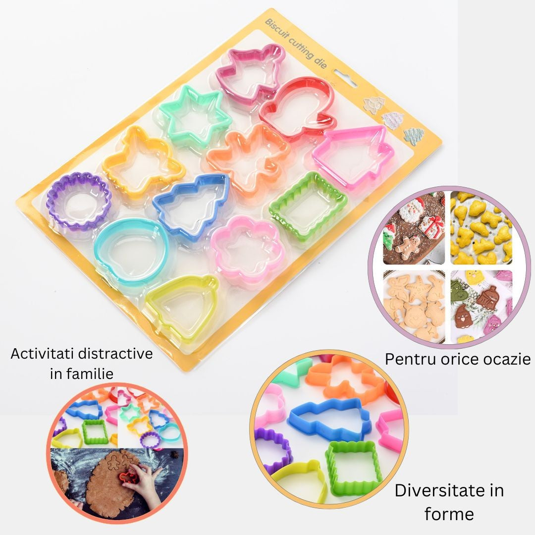 Set 12 Forme Pentru Prajituri Material Polipropilena, Diverse Forme, Pentru Orice Ocazie, Adancime 1.6 Cm, 23.3 X 33.5 X 1.8 Cm, Multicolor - vivimall.ro