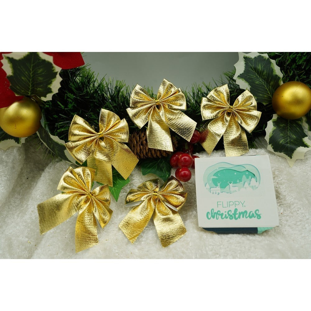 Set 12 fundite pentru brad, Aurii, 6 x 8 cm, din poliester, Flippy - vivimall.ro