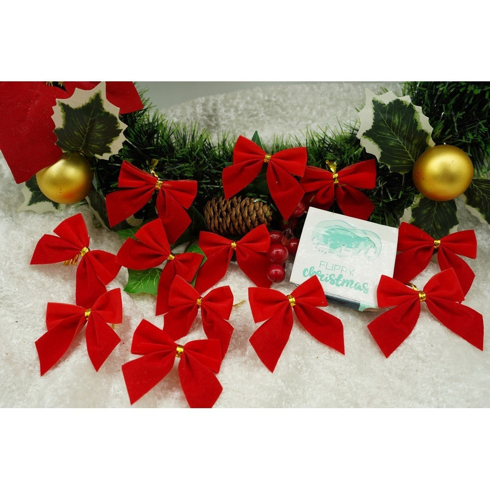 Set 12 fundite pentru brad, Rosii, clasice , 5 x 5 cm, din poliester, Flippy - vivimall.ro