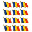 Set 12 Insigne Steag Tricolor Romania, Flippy, Model Brosa cu Ac de Siguranta, 20x20 mm - vivimall.ro