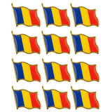 Set 12 Insigne Steag Tricolor Romania, Flippy, Model Brosa cu Ac de Siguranta, 20x20 mm - vivimall.ro