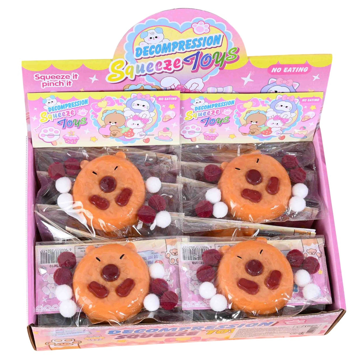 Set 12 Jucarii Antistres Squishy, Cu Revenire Lenta, Squeeze Pinch Family, Forma De Biscuite Rotund, 55G, Ambalaj, Maro