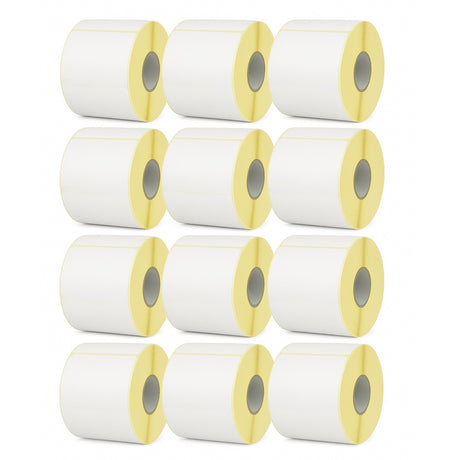 Set 12 role etichete autoadezive termice 100x150mm, 1000 etichete per rolă, vedere de ansamblu