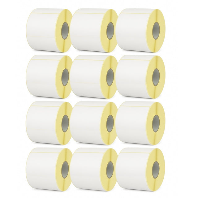 Set 12 role etichete autoadezive termice 100x150mm, 1000 etichete per rolă, vedere de ansamblu