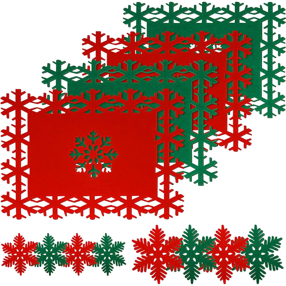 Set 12 Servete Pentru Masa Si Suporturi De Pahare/Tacamuri, 4 Servete, 4 Suporturi De 13X15 Cm, 4 Suporturi De 9.3X10.5 Cm, -Rosu