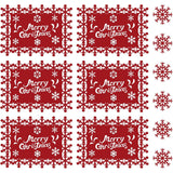 Set 12 Servete pentru Masa si Suporturi de Pahare/Tacamuri, Flippy, Scris Merry Christmas, 6 Servete 25x35 cm, 6 Suporturi de 10x10 cm, Rosu