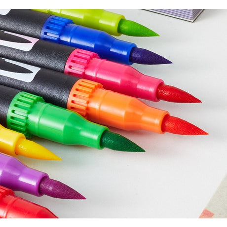 Set 120 Carioci, Flippy, pe Baza de Apa, 2 Tipuri de Varf, 1-2 mm, 0.4 mm, Corp Carioca Negru, din Plastic, Multicolor