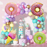 Set 124 Baloane, Flippy, din Latex si Folie de Aluminiu, Model Candy, Diferite Marimi, Multicolor