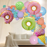 Set 124 Baloane, Flippy, din Latex si Folie de Aluminiu, Model Candy, Diferite Marimi, Multicolor