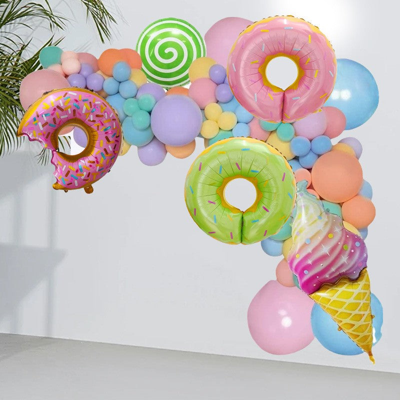 Set 124 Baloane, Flippy, din Latex si Folie de Aluminiu, Model Candy, Diferite Marimi, Multicolor