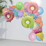 Set 124 Baloane, Flippy, din Latex si Folie de Aluminiu, Model Candy, Diferite Marimi, Multicolor