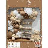 Baloane din Latex pentru Arcada, Vivimall, Set Mix din 125 baloane, Model Petrecere pentru Arcada, Baloane Party, 12 cm, 25 cm, 45 cm, Pai si Adeziv inclus in pachet, Maro, Alb, Bej