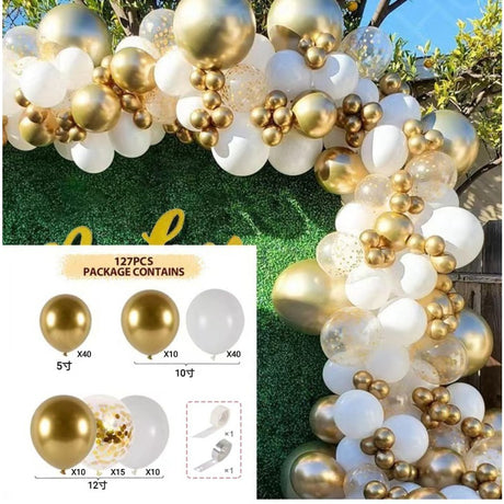 Baloane Pentru Arcada Decorativa, Set 127 Baloane Din Latex, Baloane Party, 12 Cm, 25 Cm, 30 Cm, Gold - vivimall.ro