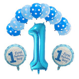 Set 13 Baloane, Pentru Prima Aniversare, 10 Baloane Latex, 2 Baloane Rotunde Folie, Cifra 1 - vivimall.ro