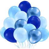 Set 10 Baloane din Latex, Vivimall, Model Party, Albastru Diferite Nuante, 30 cm, 2.8 g