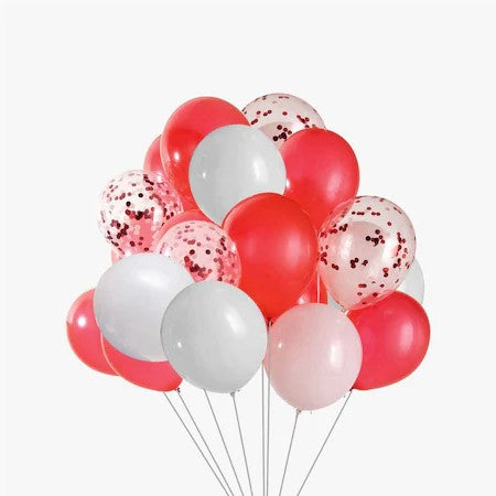 Set 15 baloane pentru petrecere, Vivimall, alb/rosu, 30 cm