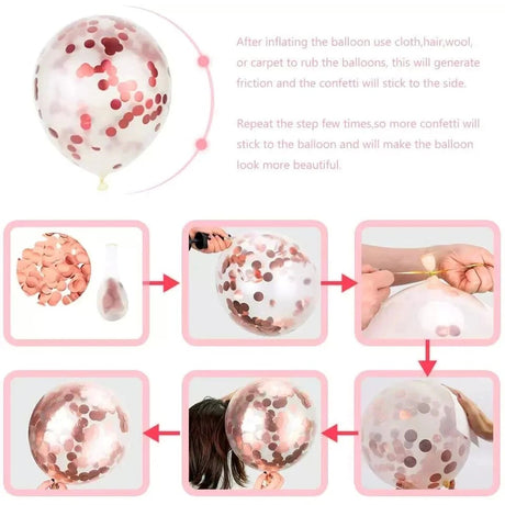 Set 15 baloane pentru petrecere, Vivimall, rose gold/ alb, 30 cm