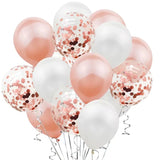 Set 15 baloane pentru petrecere, Vivimall, rose gold/ alb, 30 cm