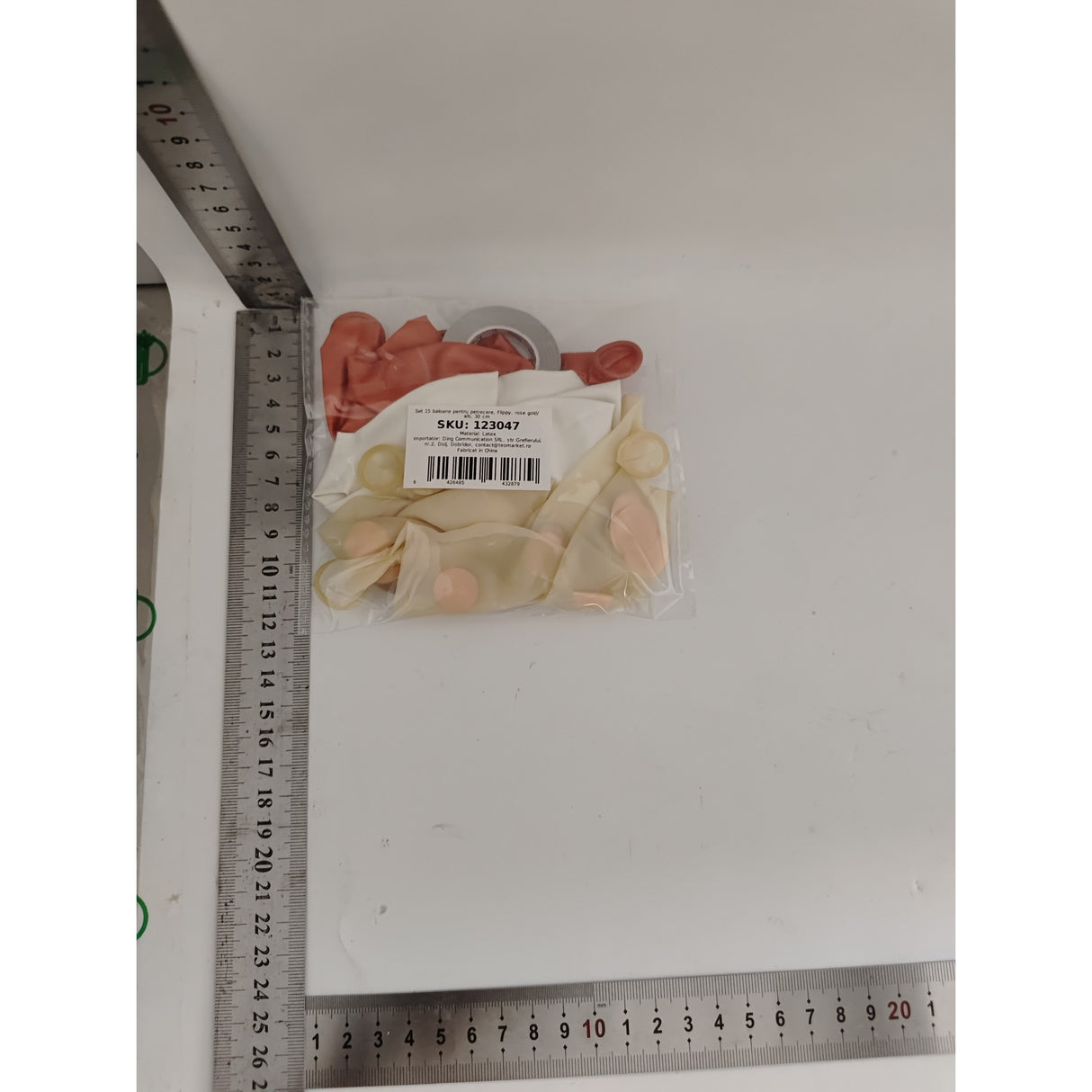 Set 15 baloane pentru petrecere, Vivimall, rose gold/ alb, 30 cm